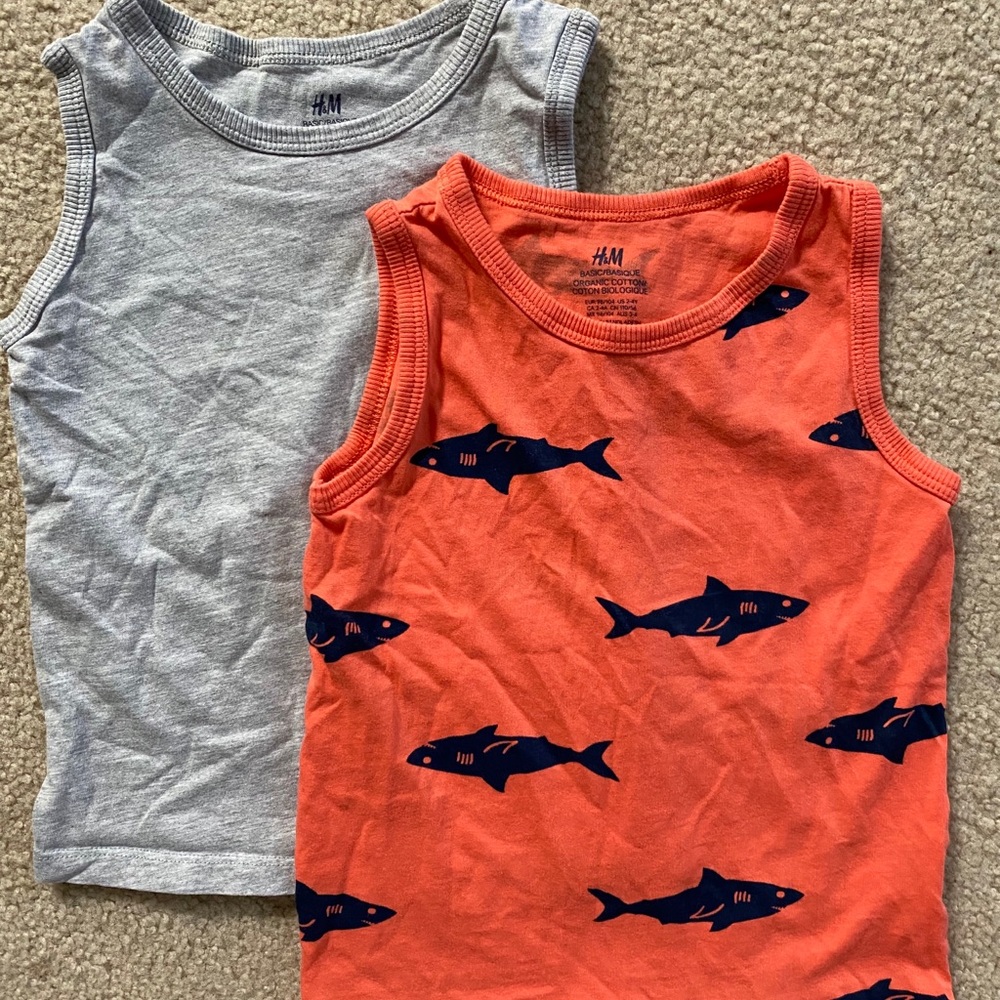 H&M Kids Tank Tops - Gray and Orange with Shark Print